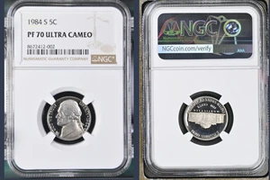 1984 S PF 70 ULTRA CAMEO Jefferson Nickel Proof NGC **TOP POP** Perfect Coin, 5c - Picture 1 of 1