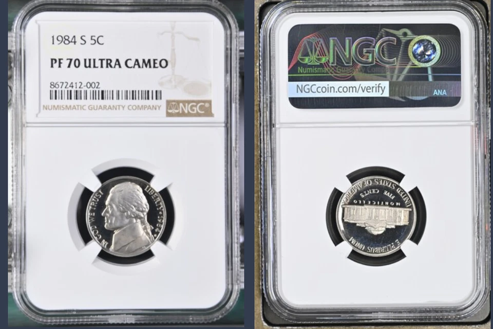 1984 S PF 70 ULTRA CAMEO Jefferson Nickel Proof NGC **TOP POP** Perfect Coin, 5c - Image 1 of 1