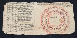 ANTIQUE RARE OLD SANSKRIT HANDWRITTEN INTRESTING TANTRA-YANTRA MANUSCRIPT LEAF. - Picture 1 of 4