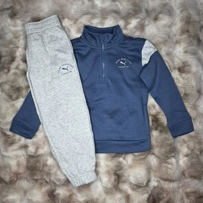 Puma Manga Larga 1/4 Cremallera Sudadera y Jogger Conjunto de 2 Piezas Azul/Gris Talla 6 Niños Nuevo con Etiquetas Foto 1 de 4