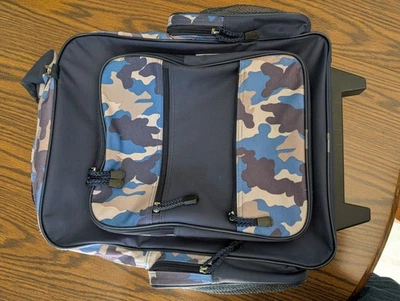 Maleta con ruedas de lona azul camuflaje 7 compartimentos Foto 1 de 4