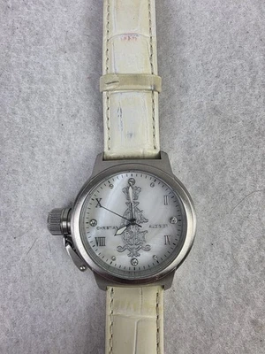 Reloj Hombre Christian Audigier Vintage Ed Hardy Blanco Cuero Genuino INT-314 Foto 1 de 4