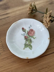 Vintage Butter Pat Pink Rose Pattern, Floral Design, Scalloped Edges - Bild 1 von 6