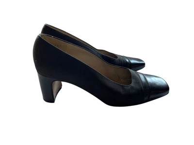 Van Eli 6.5 Leather & Cloth Shoe Kitten Heel Old Money Elegant Classy Square Toe - Image 1 of 4