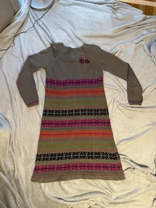 Hanna Andersson Girls 160 Fair Isle Knit Sweater Brown Flower Dress Size 14 - Picture 1 of 8
