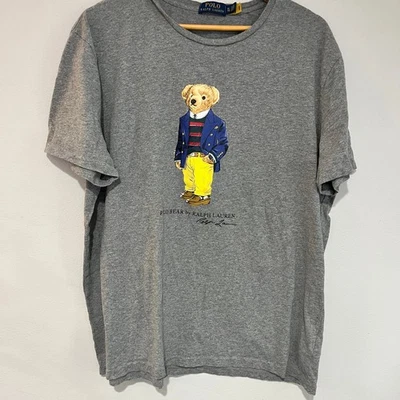 Polo Ralph Lauren Men's Preppy Bear T-Shirt Grey, size XL 100% cotton - Image 1 of 3