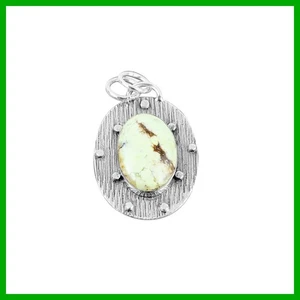 Daughters Day Sale Oval Natural Lemon Chrysoprase 925 Silver Mother Gift Pendant - Picture 1 of 13