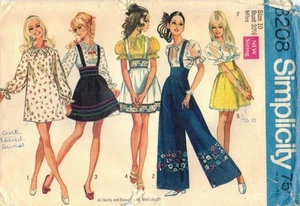 8208 Simplicity Wide Leg Suspender Pants Mini Dress Skirt Top 1960's Size 10 - Picture 1 of 2