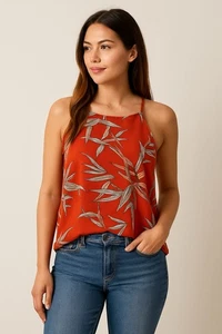 Warehouse Trägertop rot Blumen UK 10 - Bild 1 von 4