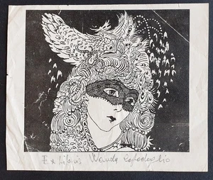 Stampa antica ex libris Wanda Capodaglio attrice firmato a matita 1960 circa - Foto 1 di 2