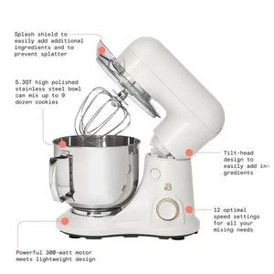 NUOVISSIMO bellissimo utensile da cucina di Drew Barrymore 5,3 qt mixer da appoggio bianco - Foto 1 di 2