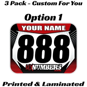 Mini Calcomanía Pegatinas Matrícula Motocross Nombre Personalizado Carrera MX SX ATV AMA RMZ RM - Imagen 1 de 7