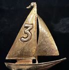 Vintage ART Arthur Pepper Sailboat Brooch Pin Gold Tone Full Sail Racing Boat