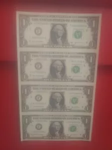 2003 $1 foglio non tagliato Atlanta F dollaro banconote banconota valuta $ - Foto 1 di 6