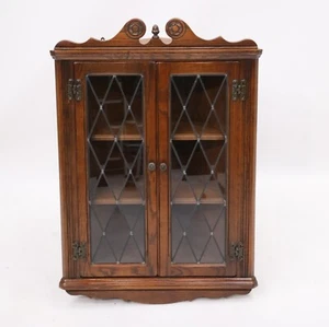 Old Charm Oak Hanging Corner Display Cabinet in Tudor Brown #19 FREE UK Delivery - Picture 1 of 17