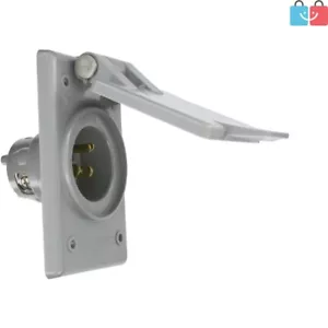 Flush Mount Gray Nylon 15A Power Inlet Receptacle – Impact Resistant & Durable - Picture 1 of 3