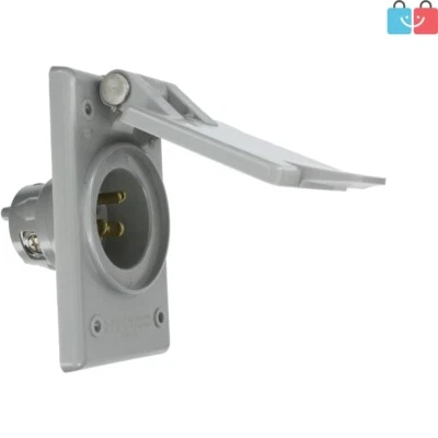 Flush Mount Gray Nylon 15A Power Inlet Receptacle – Impact Resistant & Durable - Image 1 of 3