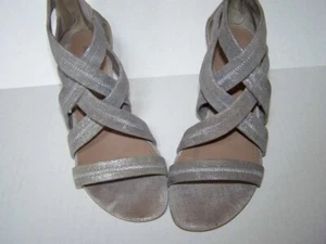 Donald Pliner Women's 8.5M VIDA Suede stretch Strappy Dress Sandals Gray Bling! - Picture 1 of 9