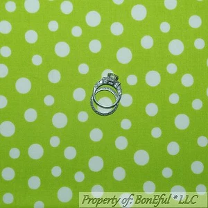 BonEful Fabric FQ Cotton Quilt Green Lime White Polka Dot Calico Xmas Holiday US - Picture 1 of 6
