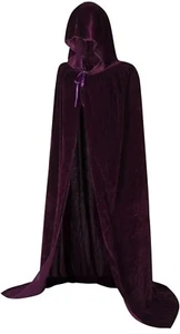 Mantello Viola Con Cappuccio Vampiro Strega Mantello Halloween Adulto Taglia Large NUOVO - Foto 1 di 7