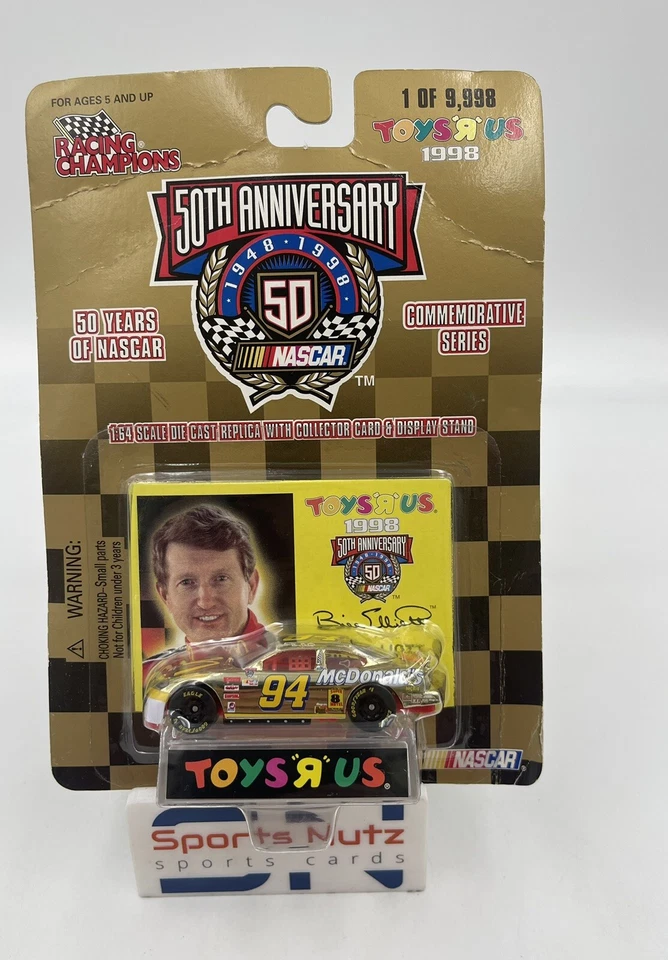 Racing Champions Bill Elliot 50th Anniversary Gold Car Toys R US 1 of 9 998