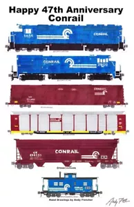 Conrail 47th Anniversary 11"x17" Poster by Andy Fletcher signed - Picture 1 of 1