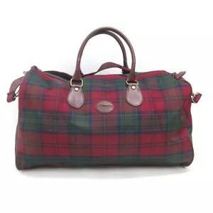 Vintage Mizuno GOLF Boston Sports Hand Shoulder Bag GREEN × RED Tartan Check USD - Picture 1 of 3