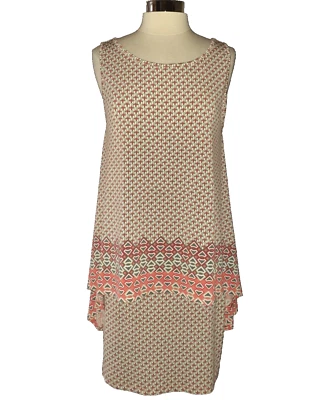 Vestido recto MAX EDITION talla L naranja beige blanco sin mangas elástico hasta la rodilla Foto 1 de 4