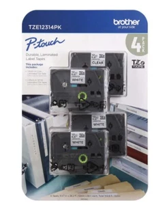 Brother P-Touch Etikettenband, 1/2" B x 26,2'l, 4 Stück Original-Zubehör-Hersteller ORIGINAL KOSTENLOSER VERSAND - Bild 1 von 2