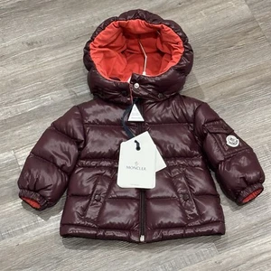 6-9 Months Moncler Maire Giubbotto Burgundy Wine Purple Puffer Coat Kids - Picture 1 of 16