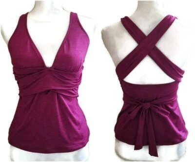 Tankini de natación Athena para mujer 32 B/C púrpura escote profundo correas cruzadas Foto 1 de 4