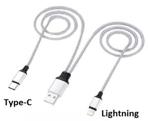 1.5M/5FT Multi 2 in 1 USB Universal iPhone Charging Cable, Portable Nylon Braide - Picture 1 of 9