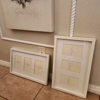 Granero de cerámica antiguo blanco galería madera apertura múltiple 4x6 marco de pared Foto 1 de 4