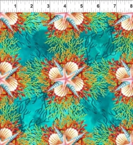    Am Anfang Calypso von Jason Yenter 4CAL2 Muscheln Baumwollstoff - Bild 1 von 1