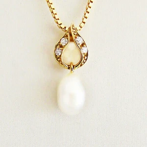 Anhänger Gold 585er Diamanten Biwaperle 14 kt Zuchtperle Goldschmuck Damen - Bild 1 von 4