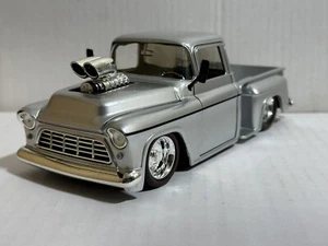 JADA BTM 1955 CHEVY STEPSIDE PICKUP TRUCK SILVER 1:24 DIECAST BLOWER NEW NO BOX - Picture 1 of 13