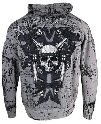 Xtreme Couture By Affliction Unisex Grande Cuadrado Pullover Sudadera con Capucha Cañón Foto 1 de 4