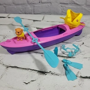 Mattel Barbie Canoe with Oars Dog with Life Vest Snorkel Flippers Water bottle - Picture 1 of 8
