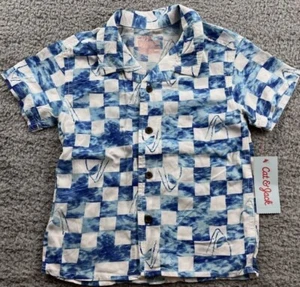 Cat & Jack Toddler Boy's Size 12M Short Sleeve Button Down Shirt Shark Print - Picture 1 of 1