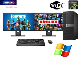 DELL Gaming Desktop Intel i5 Nvidia GT730 16GB 1TB SSD DUAL 24"LCD WIFI WIN 10 - Picture 1 of 7