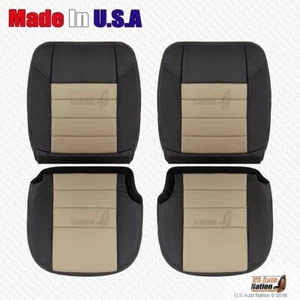 2005 Ford Excursion Eddie Bauer 2nd Row Bottoms & Tops Leather Cover Black/Tan - Picture 1 of 5