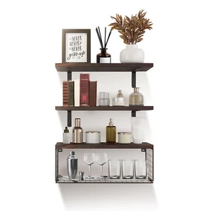 Floating Shelves Wall Mounted Basket Racks Bathroom Kitchen Shelves Tray Storage - Picture 1 of 8