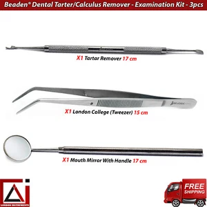 Removedor de sarro dental universidad pinzas de algodón espejo bucal dental con mango X3 - Imagen 1 de 5