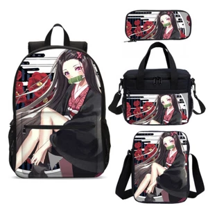 Demon Slayer Nezuko Girls School Bag Backpack Insulated Lunch Bag Pen Case Lot - Picture 1 of 19