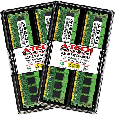 32GB 4x 8GB PC3-12800R RDIMM ASUS RS500A-E6/PS4 RS924A-E6/RS8 Memory RAM - Image 1 of 3