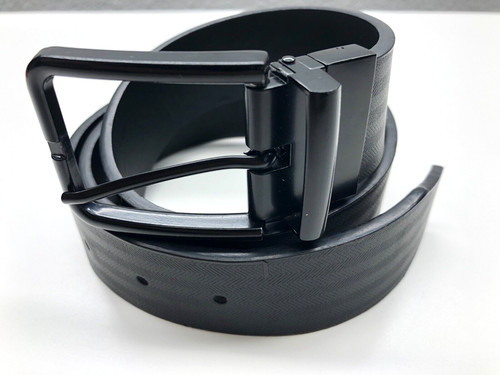 SKECHERS "Cintura abito reversibile senza marchio nero testurizzato da uomo taglia 36 fibbia nera 1 1 2"