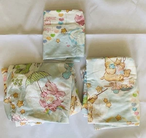 Vintage 80er Care Bears Twin Laken Set flach Spannbetttuch & Kissenbezug Luftballons Regenbogen - Bild 1 von 17