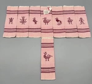 Vintage Lot of 8 Guatamala Sombol Cotton Cocktail Napkins Embroidery - Animals - Picture 1 of 12