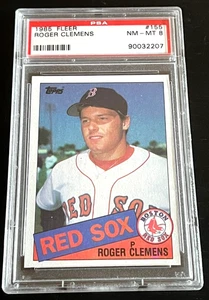 1985 TOPPS #155 ROGER CLEMENS PSA 8 ROOKIE ERROR CARD LABEL SAYS FLEER - Bild 1 von 4