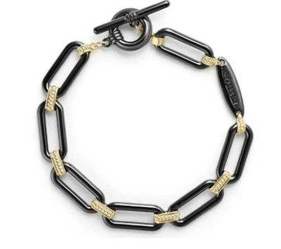 Lagos Black Ceramic 18K Yellow Gold Link Bracelet (DG7139300) - Image 1 of 4
